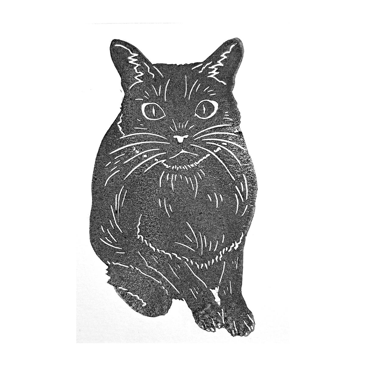 "Cat Staring" Lino Print