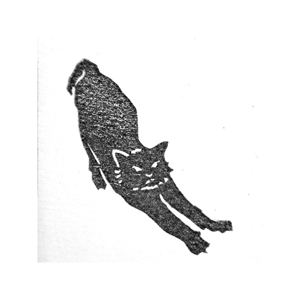 "Cat Stretching" Lino Print