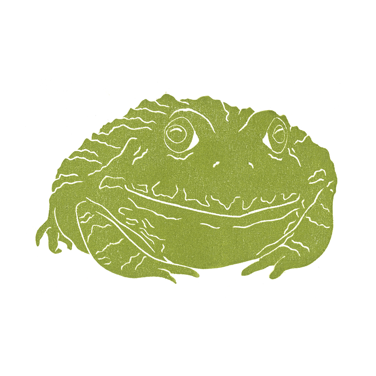 "Frog Lounging" Lino Print