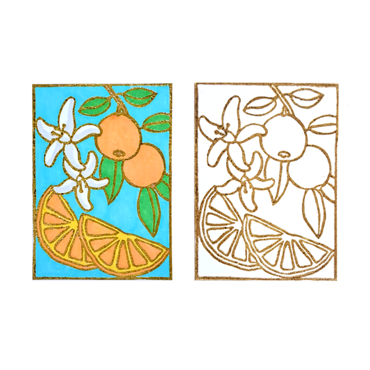 "Orange Orchards" Lino Print