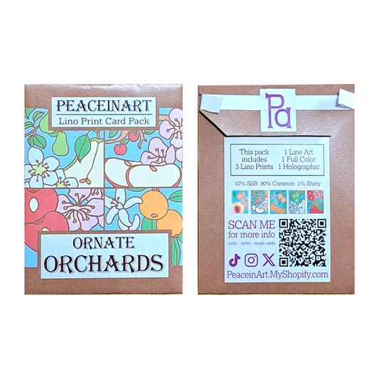 "Ornate Orchards" Lino Print Card Pack