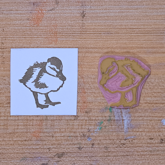 "Duckling Standing" Lino Print