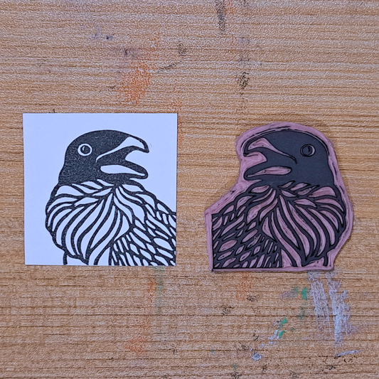 "Swirly Crow" Lino Print