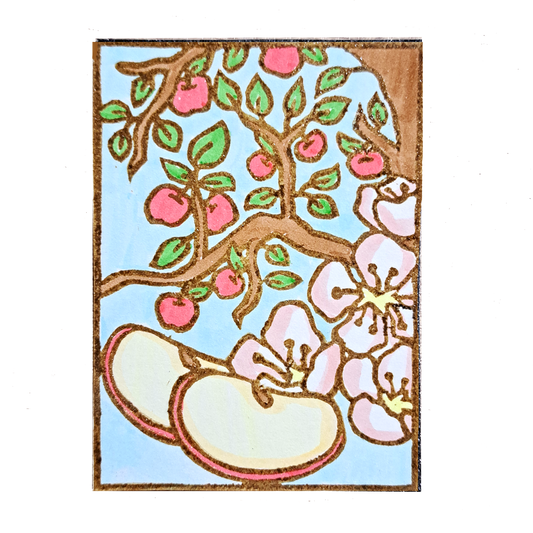 "Apple Orchards" Lino Print