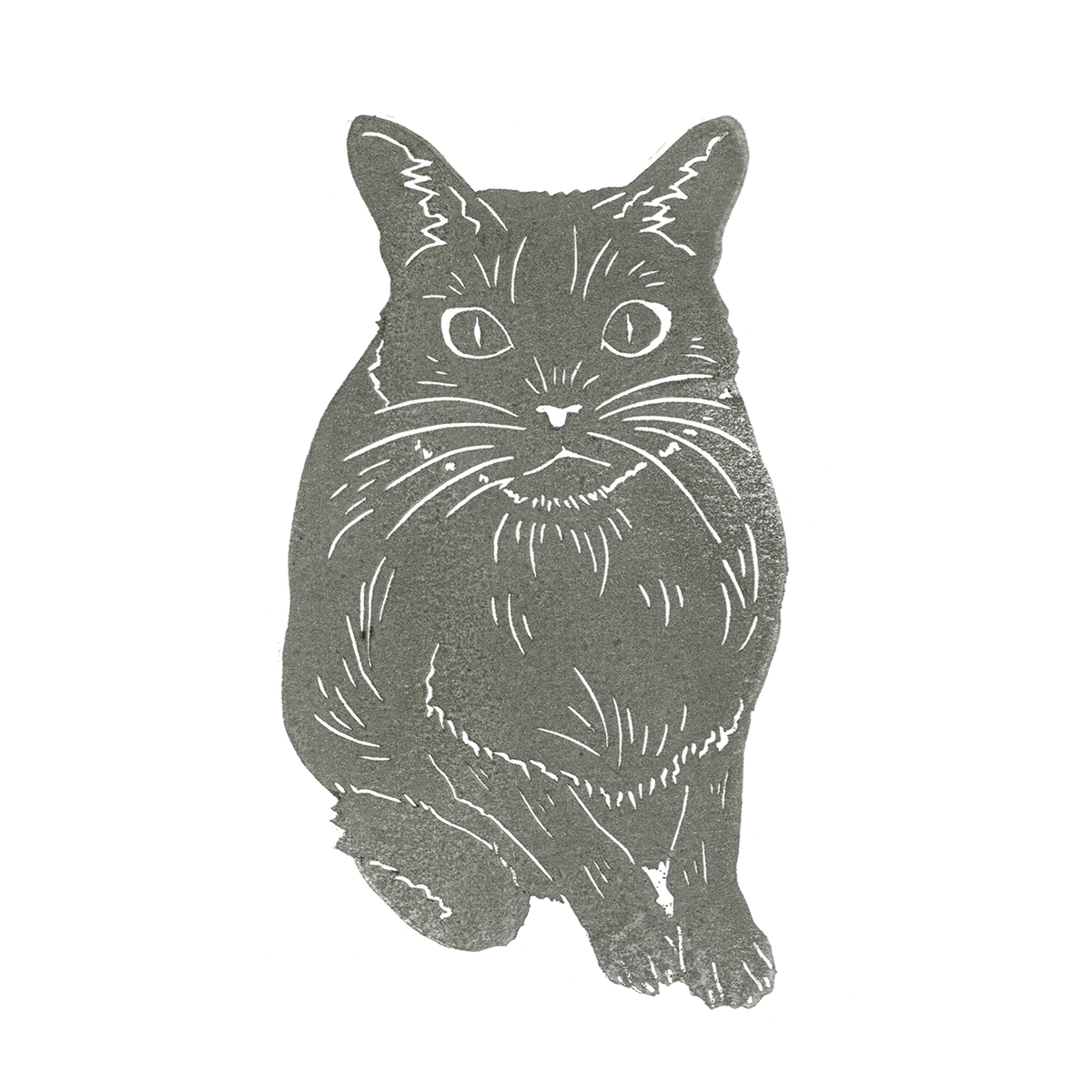 "Cat Staring"  Lino Print