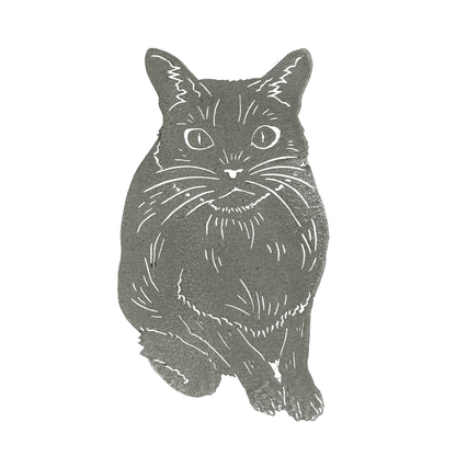 "Cat Staring"  Lino Print