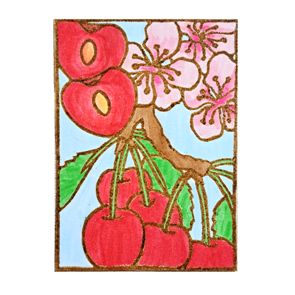 "Cherry Orchards" Lino Print