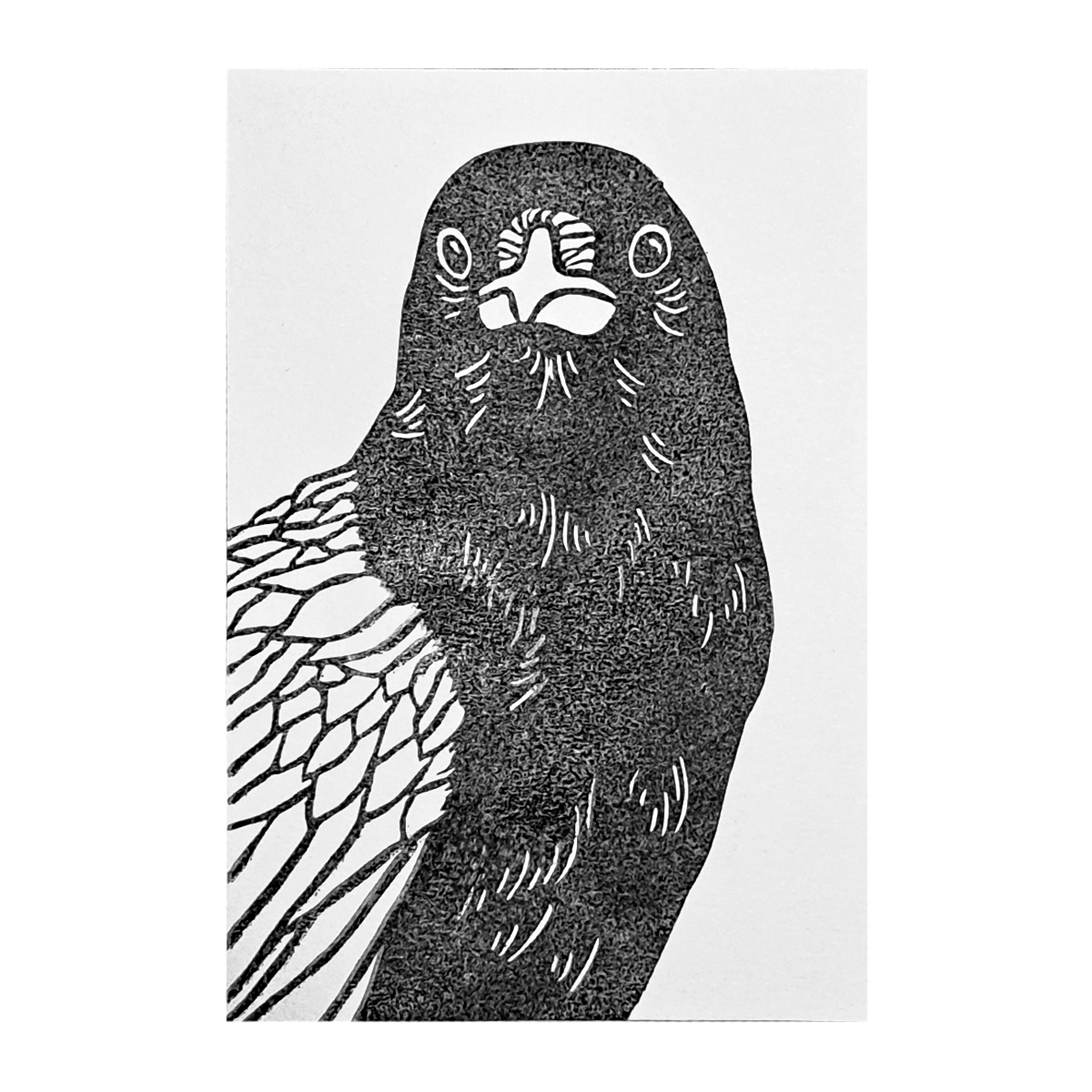 "Crow Staring"  Lino Print