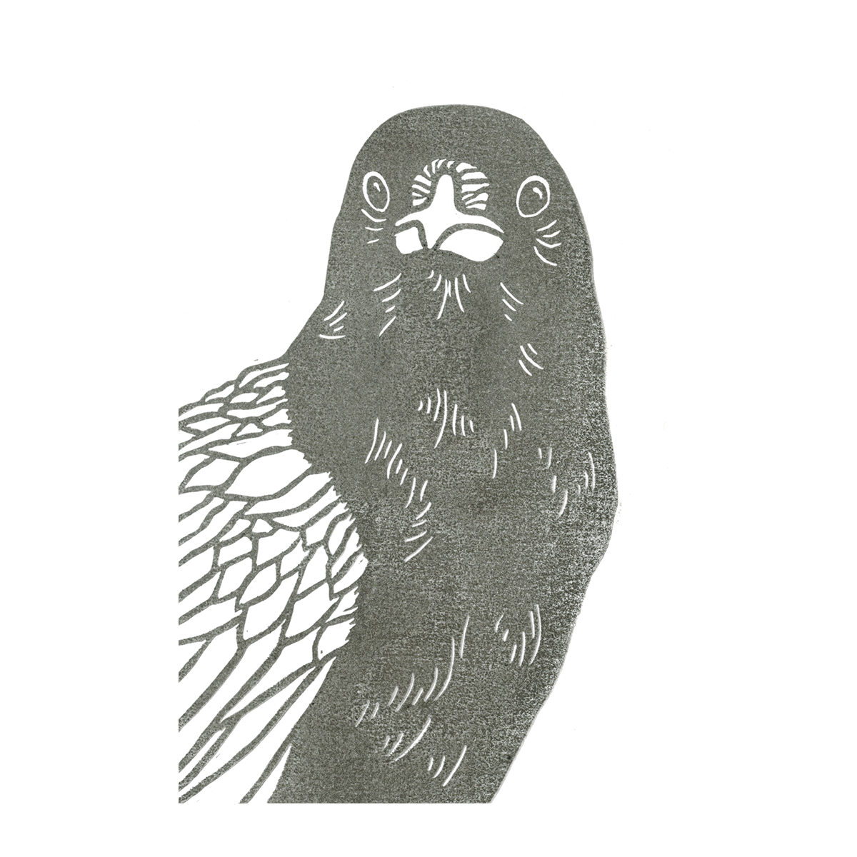 "Crow Staring"  Lino Print