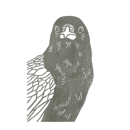 "Crow Staring"  Lino Print