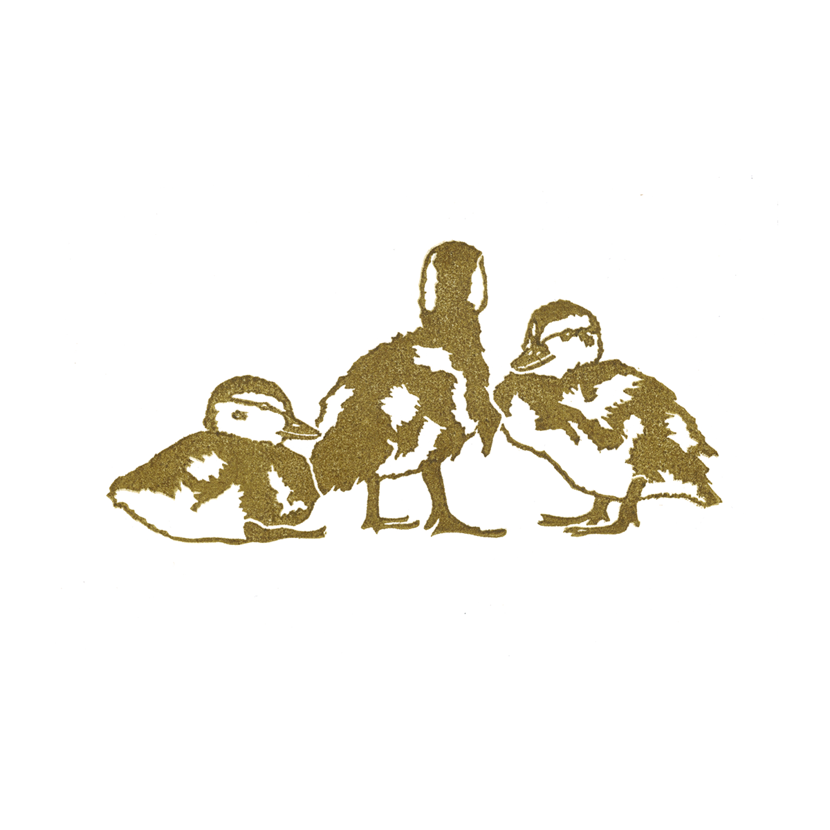 "Duckling Trio" Lino Print