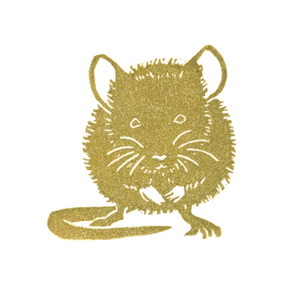 "Field Mouse Close" Lino Print