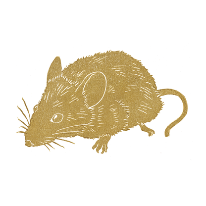 "Field Mouse Sniffing" Lino Print