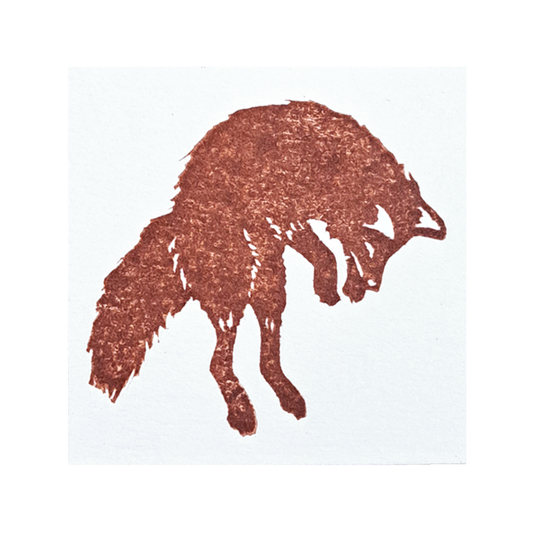 "Fox Jumping"  Lino Print