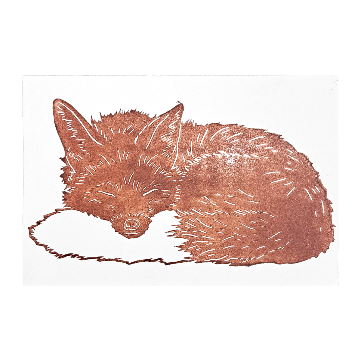"Fox Sleeping"  Lino Print