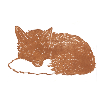 "Fox Sleeping"  Lino Print