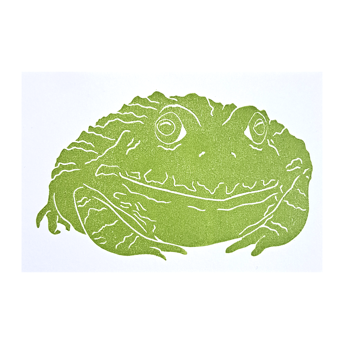 "Frog Lounging" Lino Print