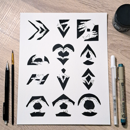 "Hand Shapes" Ink Illustration
