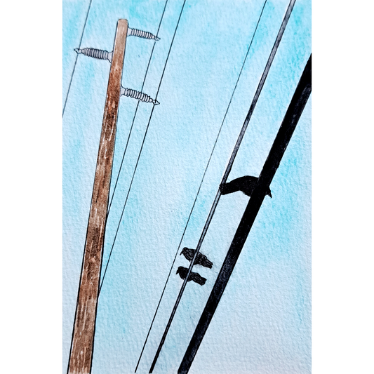 "Birds and Pole" Watercolor Illustration