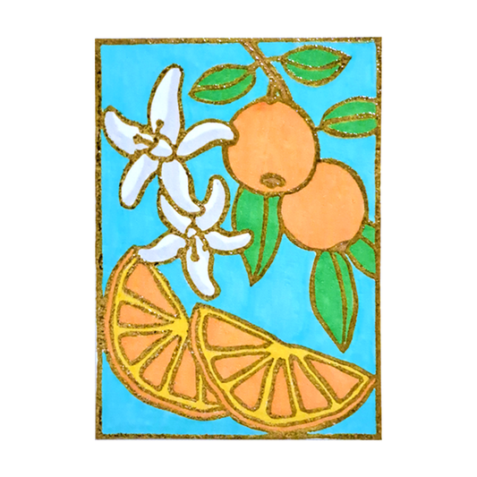 "Orange Orchards" Lino Print