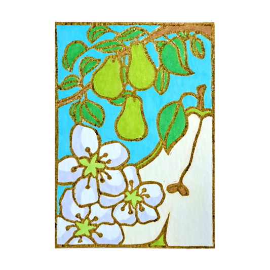 "Pear Orchards" Lino Print
