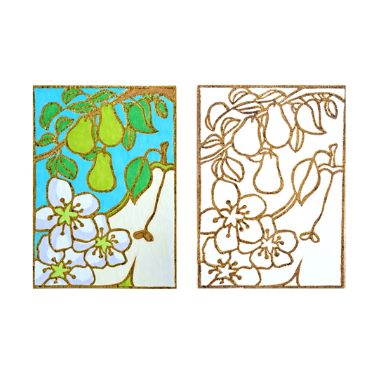 "Pear Orchards" Lino Print