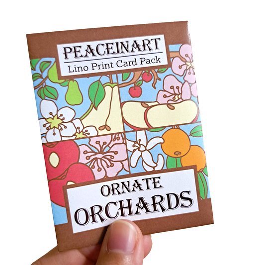 "Ornate Orchards"  Lino Print Card Pack