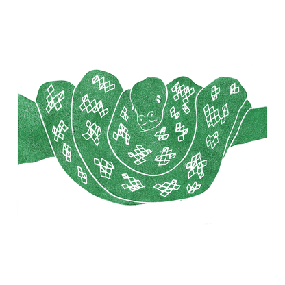 "Snake On Branch" Lino Print