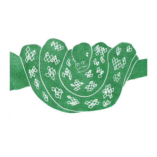 "Snake On Branch" Lino Print