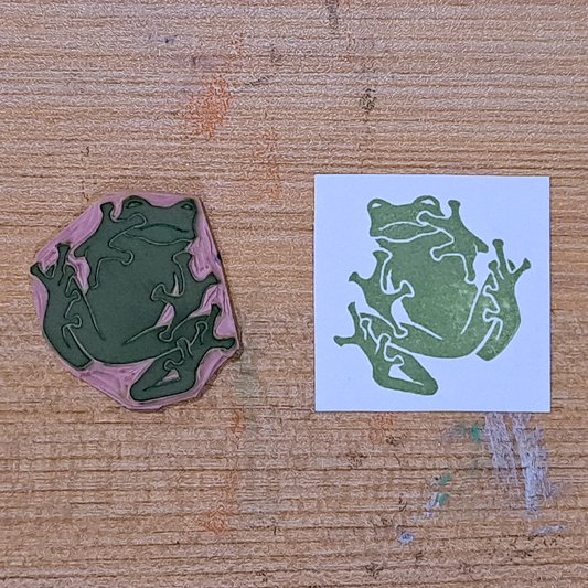 "Frog Below" Lino Print