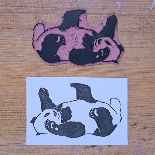 "Playful Panda" Lino Print