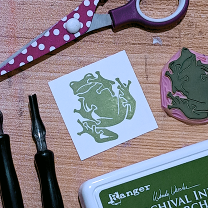 "Frog Below" Lino Print