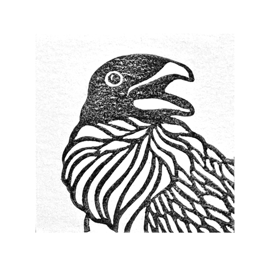"Swirly Crow"  Lino Print